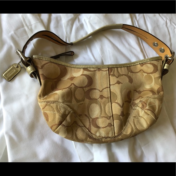 Authentic mini Coach bag, gold, tan - Picture 1 of 6